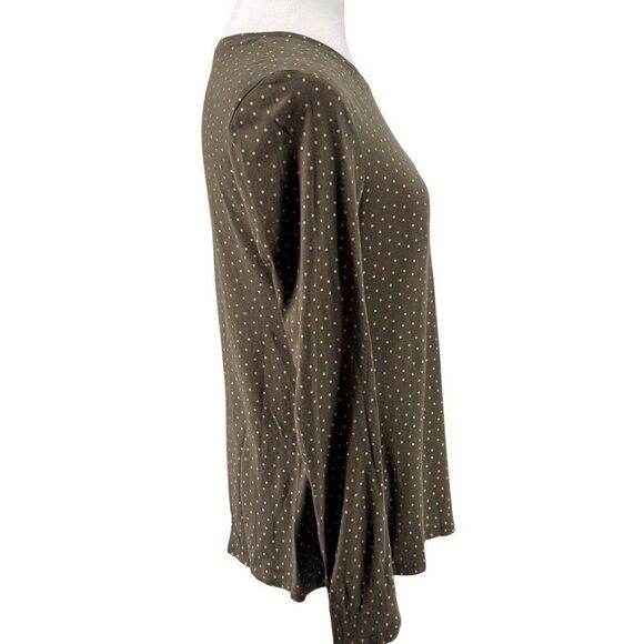 Boden Womens Long Sleeve Olive Green Polka Dot Top Size S EUC Stylish & Comfy - Picture 2 of 11